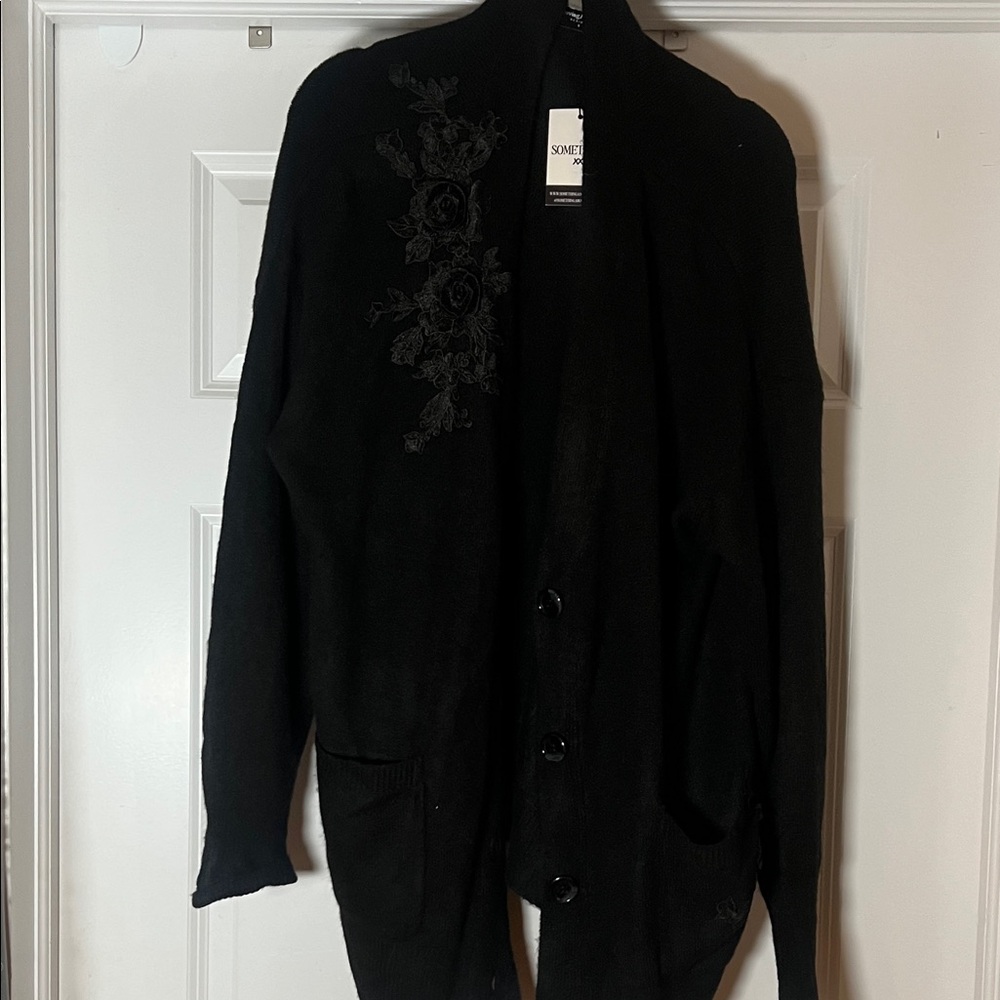 Black Embroidered Cardigan